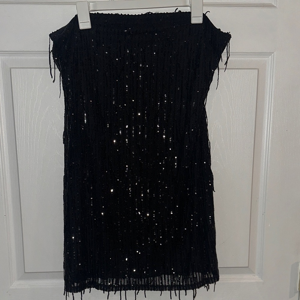 Wild Fable Black Strapless Dress with Sequins
